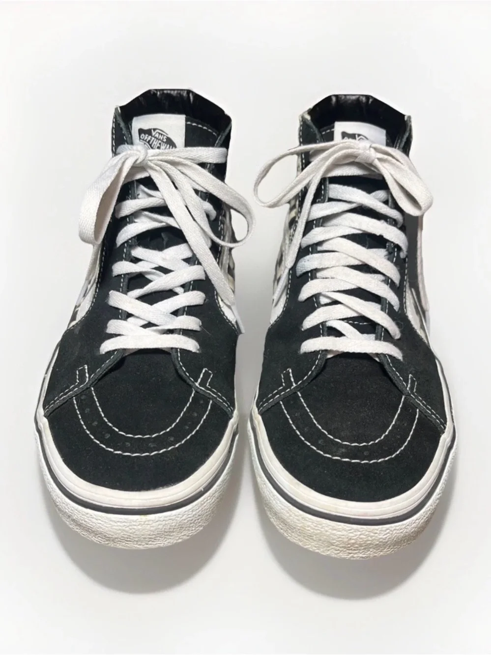 Vans Sk8-Hi Checkerboard High Top Sneakers - Black & Cream